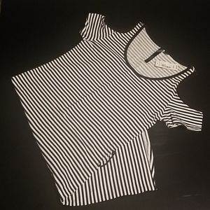 Striped Tunic blk/wht Open Shoulder